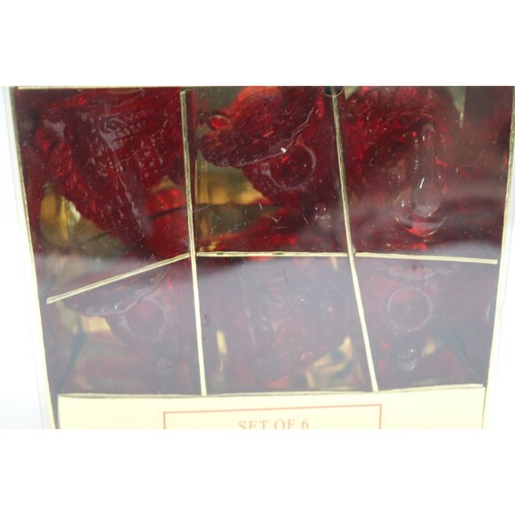 Vintage‎ 6 Thanksgiving Red Ruby Glass Turkey Mini Taper Candle Holders - Picture 2 of 3